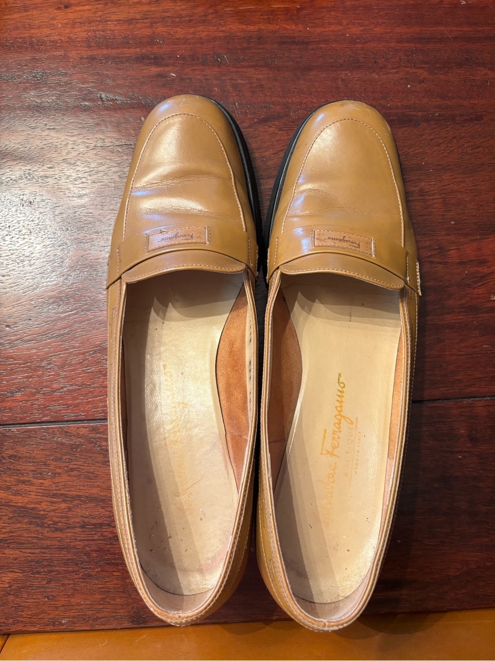 Salvatore Ferragamo Women’s Cognac Leather Penny Loafers
